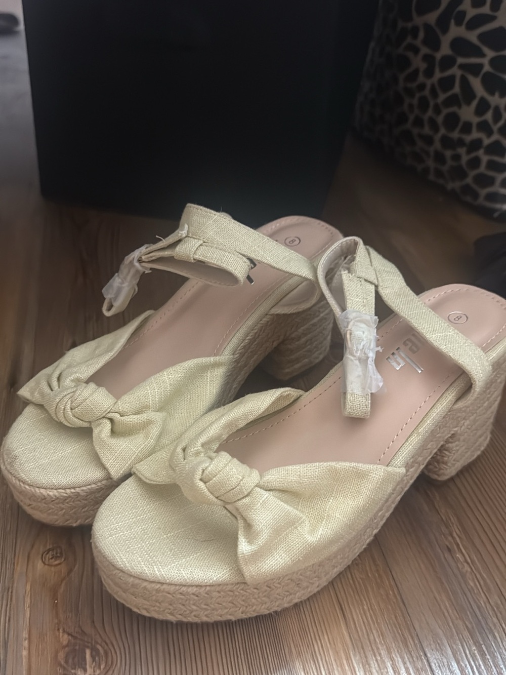 SHEIN Light Beige Knotted Espadrille Platform Sandals